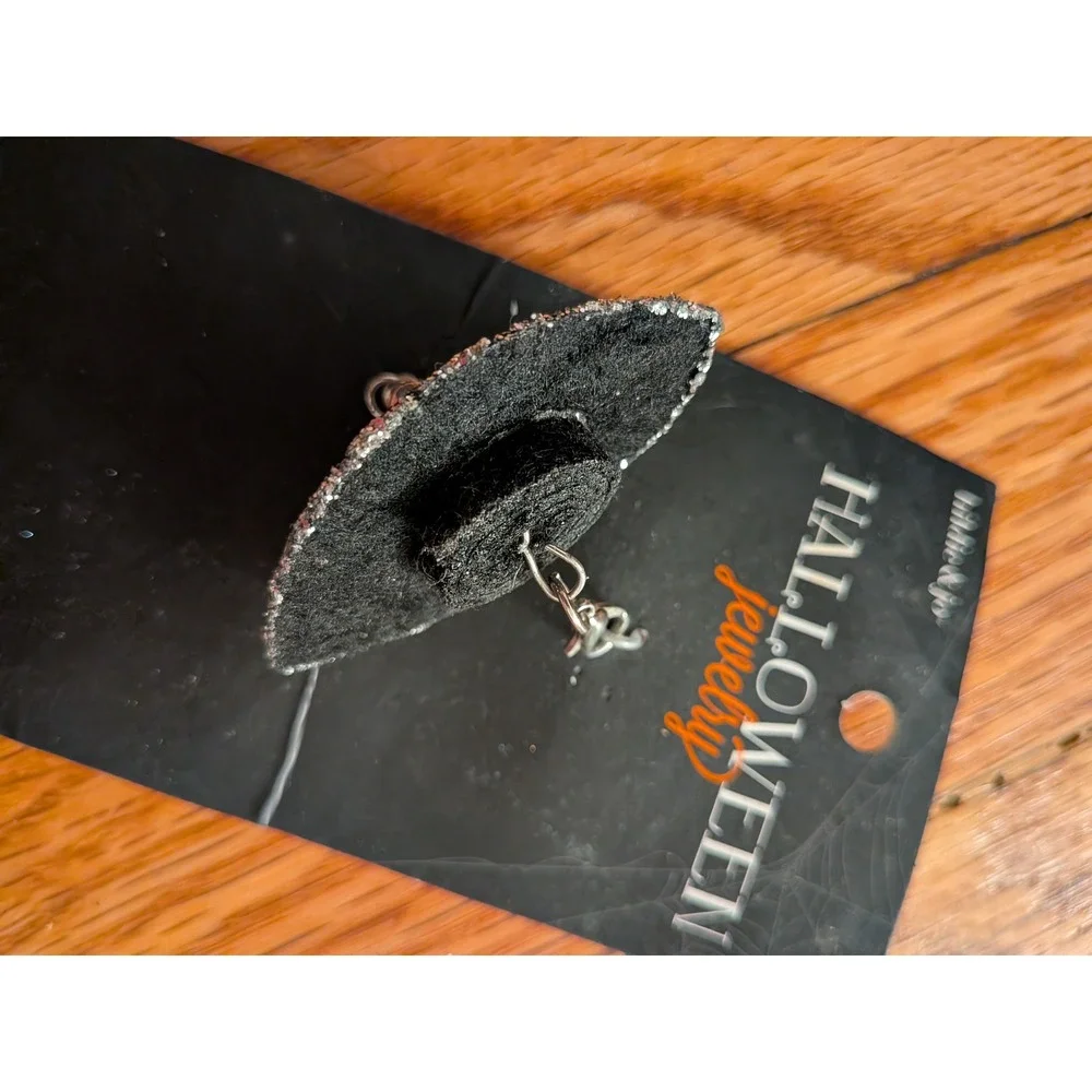 Billie‎ & Jo Halloween Skull Sombrero Charm Silver Black Glitter Jewelry NWT
